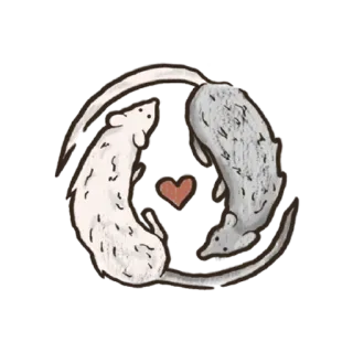 🐁 rats, amour, animaux, coeur, rongeurs, mignon, autocollant, illustration telegram sticker