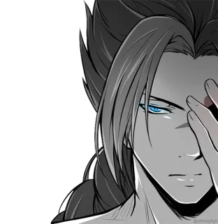 😒 อนิเมะ, ตัวละคร, มังงะ, ภาพประกอบ, ภาพเหมือน, ตาสีฟ้า telegram sticker