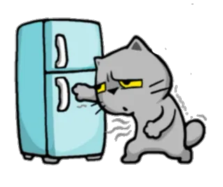 🙂 Katze, Kühlschrank, Kühlschrank, Essen, Küche, Cartoon, Tier telegram sticker