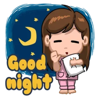 🥱 Good night buenas noches, dormir, dibujos animados, luna, estrellas, almohada telegram sticker
