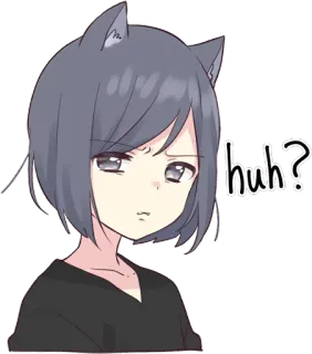 🤨 huh? anime, huh, question, cat, confused whatsapp sticker