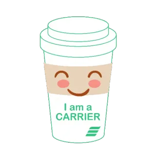 ☺️ I am a CARRIER koffie, drager, beker, drank, cartoon, kawaii telegram sticker