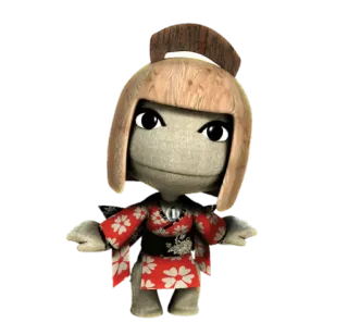 👘 littlebigplanet, sackboy, character, female, japanese, kimono, japanese_clothing telegram sticker