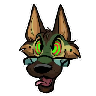 🏳️ Hund, Cartoon, Brille, Zunge, hypnotisch, Sticker telegram sticker