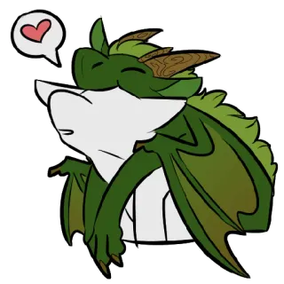 🤗 Drache, Cartoon, Niedlich, Liebe, Sticker, Grün, Flügel telegram sticker