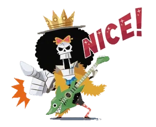 🎸 Brook One Piece NICE! Anime, Szkielet, Muzyk, Korona, Gitara, One Piece telegram sticker