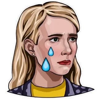 😢 mujer, llorando, triste, lágrimas, rubia, emoción, chica, retrato telegram sticker