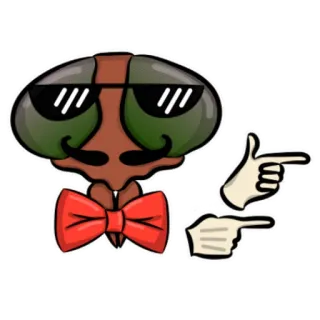 👉 mosca, inseto, desenho animado, adesivo, óculos de sol, gravata borboleta, dedos apontando telegram sticker