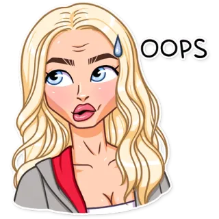 😅 OOPS rubia, mujer, ups, dibujo animado, sonrojo, pelo rubio telegram sticker