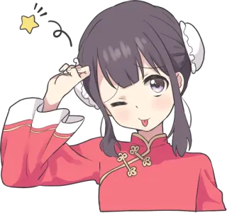 😋 Anime, Fille, Clin d'oeil, Dessin animé, Mignon whatsapp sticker