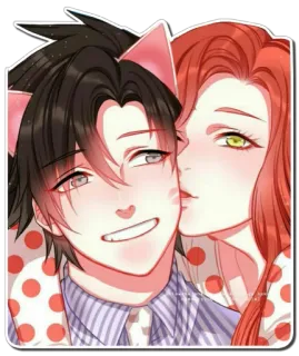 😘 Anime, Casal, Orelhas de gato, Romance telegram sticker