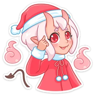 ☝️ สติกเกอร์, การ์ตูน, ปีศาจ, คริสต์มาส, อนิเมะ, น่ารัก telegram sticker