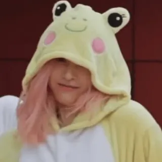 🐸 Frosch, Kigurumi, Hoodie, süß, pinke Haare, Kostüm whatsapp sticker