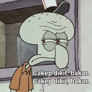 🌟 Squidward Tentacles SpongeBob SquarePants Cakep dikit, bakar.
Cakep dikit, bakar. carlo, bob l'éponge, dessin animé, série télé, indonésien, mème whatsapp sticker