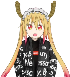 😎 Tohru Miss Kobayashi's Dragon Maid アニメ, ドラゴン, トール, 小林さんちのメイドラゴン, ステッカー, 漫画 telegram sticker