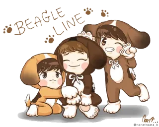 😄 BEAGLE LINE chó beagle, chó, dễ thương, động vật, chó con, phim hoạt hình, kawaii, dòng beagle telegram sticker