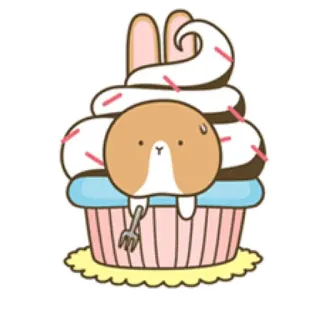 ☹️ cupcake, animal, cute, dessert, kawaii, cake, sweet telegram sticker
