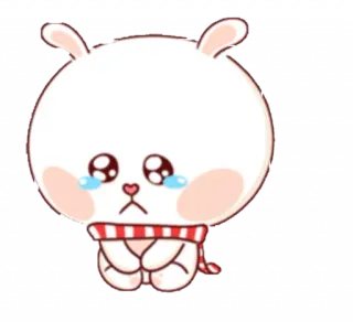 😢 Hase, traurig, weinend, süß, Schal, Cartoon telegram sticker