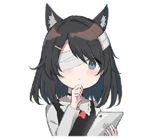 🤔 Anime, Katmeisje, Gewond, Verband, Schattig, Cartoon telegram sticker