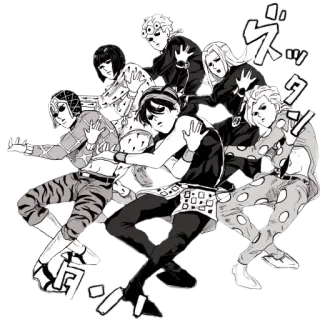 🕺 ズタダン Anime, Manga, Personnages, Groupe, Noir et blanc whatsapp sticker