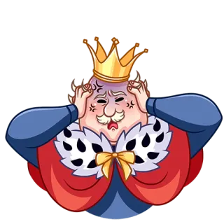 🤯 왕, 왕관, 왕실, 절망, 스트레스, 화난, 만화 whatsapp sticker