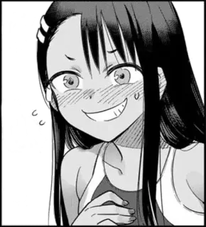🖤 Nagatoro Don't Toy With Me, Miss Nagatoro anime, manga, nagatoro, cartoon, girl, smile, black and white telegram sticker