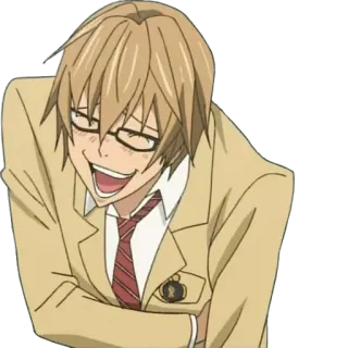 😂 anime, character, smiling, glasses, cheerful telegram sticker