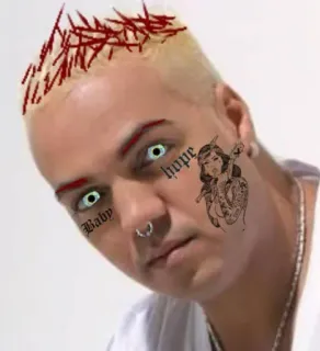 👽 hope Baby persona, tatuaje facial, tatuaje, hombre, retrato telegram sticker