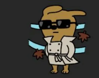 😮‍💨 Dessin animé, Chien, Lunettes de soleil, Trench, Feuilles, Automne whatsapp sticker