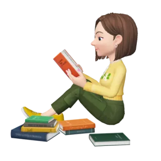 📚 lesen, buch, person, cartoon telegram sticker