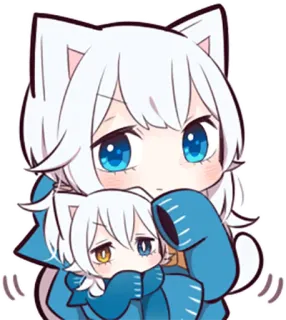🤔 Anime, Gato, Kawaii, Fofo, Chibi, Desenho animado telegram sticker