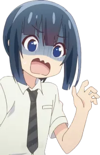😱 anime, dziewczyna, przestraszona, wyraz twarzy, kreskówka, zszokowana, zmartwiona whatsapp sticker