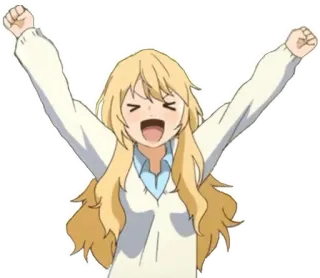 🙂 Anime, Cartone animato, Ragazza, Felice, Gioioso, Festa telegram sticker