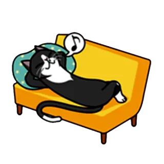 🎼 кот, спящий, диван, животное, расслабленный, милый, мультик whatsapp sticker