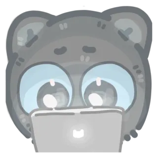💻 медведь, ноутбук, животное, мультфильм, милый, компьютер, серый, наклейка whatsapp sticker