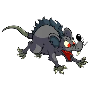 😡 rat, en colère, dessin animé, effrayant, Halloween, rongeur telegram sticker