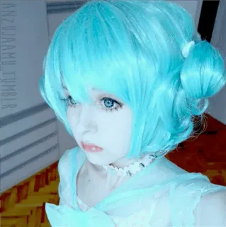 💿 ANZUJIAMU.TUMBLR кукла, синие волосы, косплей, аниме стиль, портрет, женский, женщина telegram sticker