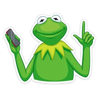 ☝️ Kermit Kermit the Frog, Muppets, frog, phone, green telegram sticker