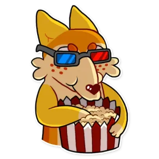 🍿 cane, occhiali, popcorn, film, cinema, cartone animato, intrattenimento, 3D telegram sticker