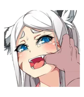 😝 anime, crying, tiger, girl, hand, manga telegram sticker