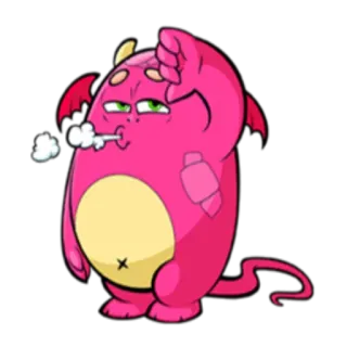 😶 monster, kartun, naga, merah muda, makhluk, lucu, stiker telegram sticker