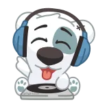 🎧 chó, tai nghe, âm nhạc, DJ, bàn xoay, hoạt hình, nhãn dán whatsapp sticker