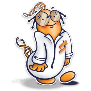 ☺️ นักวิทยาศาสตร์, ชีววิทยา, DNA, งานวิจัย, เสื้อกาวน์, แว่นตา telegram sticker