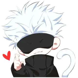 ❤ Gojo Satoru Jujutsu Kaisen anime, manga, gojo, satoru, character, cat, heart, finger heart whatsapp sticker