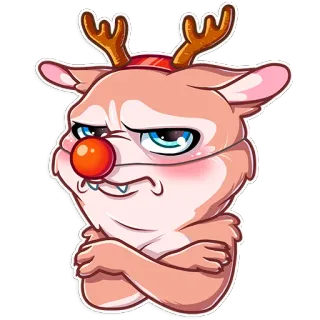 😑 renne, dessin animé, noël, animal, mignon, bois telegram sticker