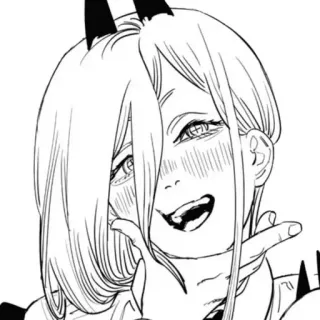 🤔 Power Chainsaw Man manga, anime, devil, girl, horns telegram sticker
