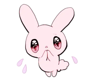 😥 coelho, triste, fofo, rosa, animal, kawaii telegram sticker