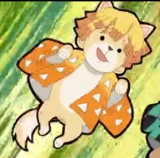 🌩 Zenitsu Agatsuma Demon Slayer Anime, Demon Slayer, Zenitsu, Chien, Mignon, Dessin animé telegram sticker