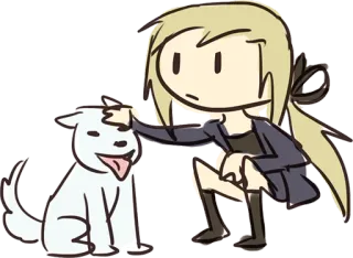 😕 anime, cane, animale domestico, ragazza, cartone animato, illustrazione telegram sticker
