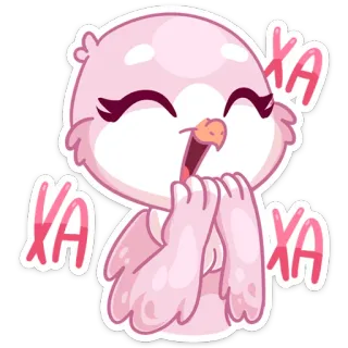 😀 ХА ХА птица, розовый, мультик, смех, счастливый, милый, выражение telegram sticker